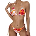thumbnail image 1 of Aayomet Bathing Suit for Women 2 Piece Bikini Floral Print String Triangle Bikini Sets (Orange, S), 1 of 5