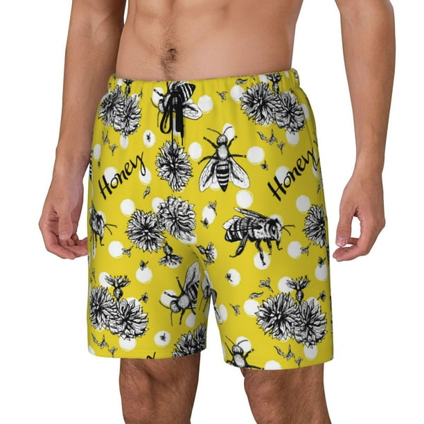 Fotbe Honeybee Traje de Baño para Hombre – Shorts de Natación de Secado Rápido con Forro y Bolsillos-Large