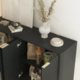 thumbnail image 4 of CQSXDA Fluted Modern Buffet Cabinet in Wood, Sideboard with Adjustable Shelves for Storage, Black, 4 of 6