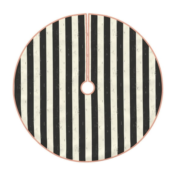 Rateoe Black And White Thick Stripes Pattern Christmas Tree Skirt with Ties, Christmas Tree Decorations, Farmhouse Christmas Decor Xmas Holiday Decorations-30"