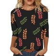 thumbnail image 1 of Gibobby Camisa&nbsp;Moda Mujer Blusa de manga cuartos con estampado de cuello redondo de moda casual para mujer（V， M), 1 of 5
