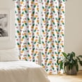 thumbnail image 2 of Ambesonne Tropical Curtains, Watermelon Slice Pineapple, Pair of 28"x63", Marigold and Forest Green, 2 of 4