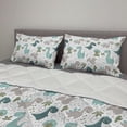thumbnail image 2 of Cartoon Comforter & Sham Bedding Set, Smiling Dinosaurs with Palm and Cactus, 3 pcs Duvet Set Microfiber Filling Quilt, 5 Sizes, White Seafoam Dimgray, by Ambesonne, 2 of 4