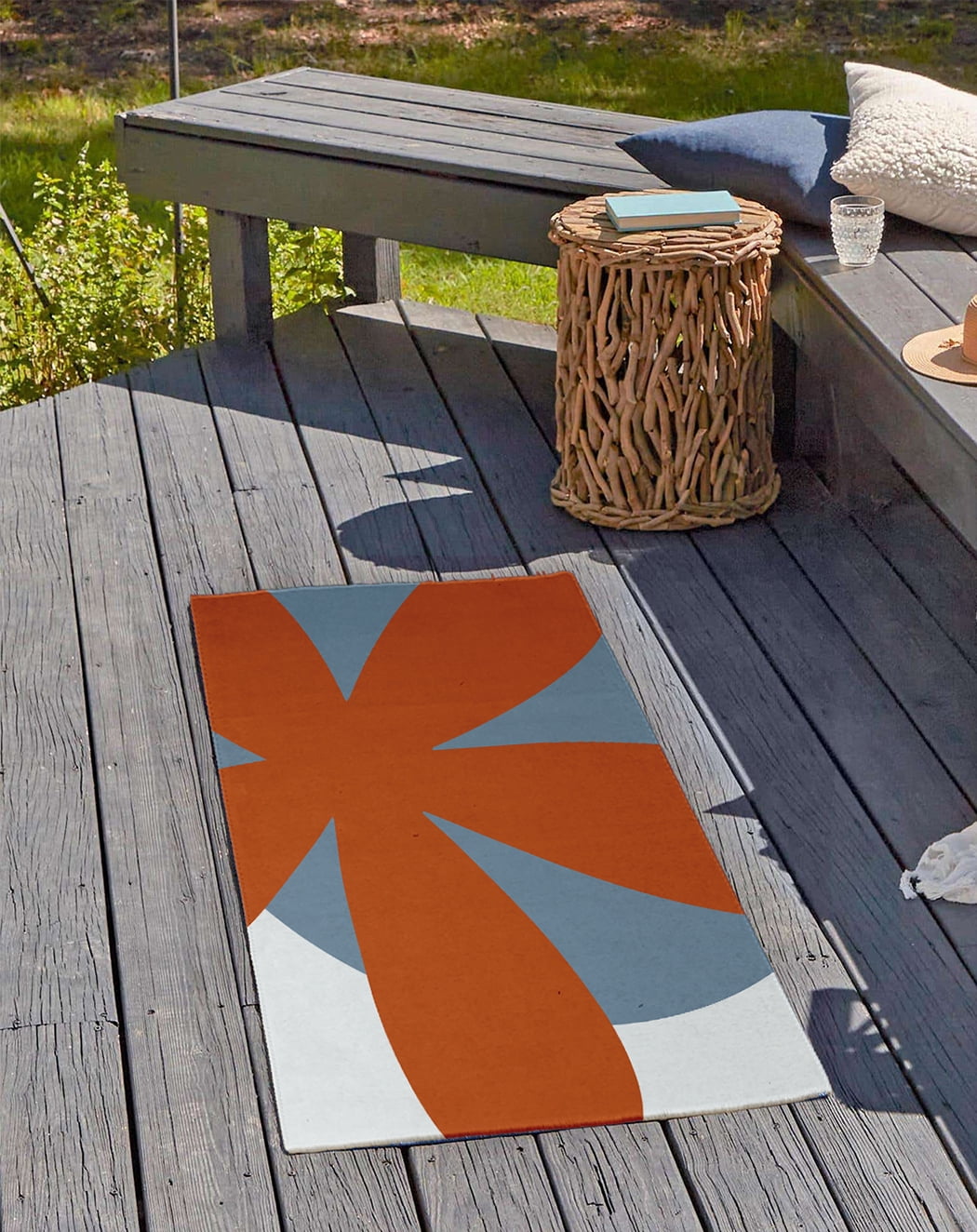 24" 36" Simply Daisy Bold Flower Modern & Contemporary Chenille Area Rug, Perfect Orange