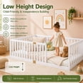 thumbnail image 4 of SESSLIFE Twin Montessori Floor Bed Frame with High Rails, Wood Twin Floor Bed with Slats, Low Profile Kids Bed Frame for Boys Girls, No Box Spring Needed, White, 4 of 8