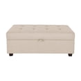 thumbnail image 3 of CorLiving Aubin Large Fabric Upholstered Indoor Storage Ottoman with Tufted Lid and Wood Legs, Beige, 3 of 13