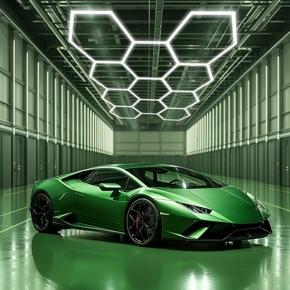 LED Hexagon Garage Lights 6500K Car Detailing Shop Light For Car Workshop Garage, 11Pcs