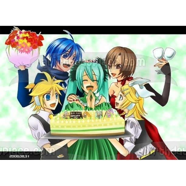 Happy Birthday Cake Anime Friends Edible Cake Topper Image ABPID00161V2 - Happy Birthday Cake Anime Friends Edible Cake Topper Image ABPID00161V2 -