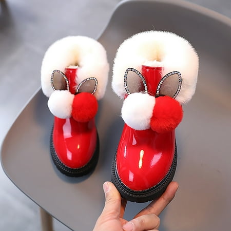 

Hunpta Kids Boots Baby Girls Warm And Comfortable Shoes Princess Shoes Fashion Hairball Cotton Boots Snow Boots Soft Shoes