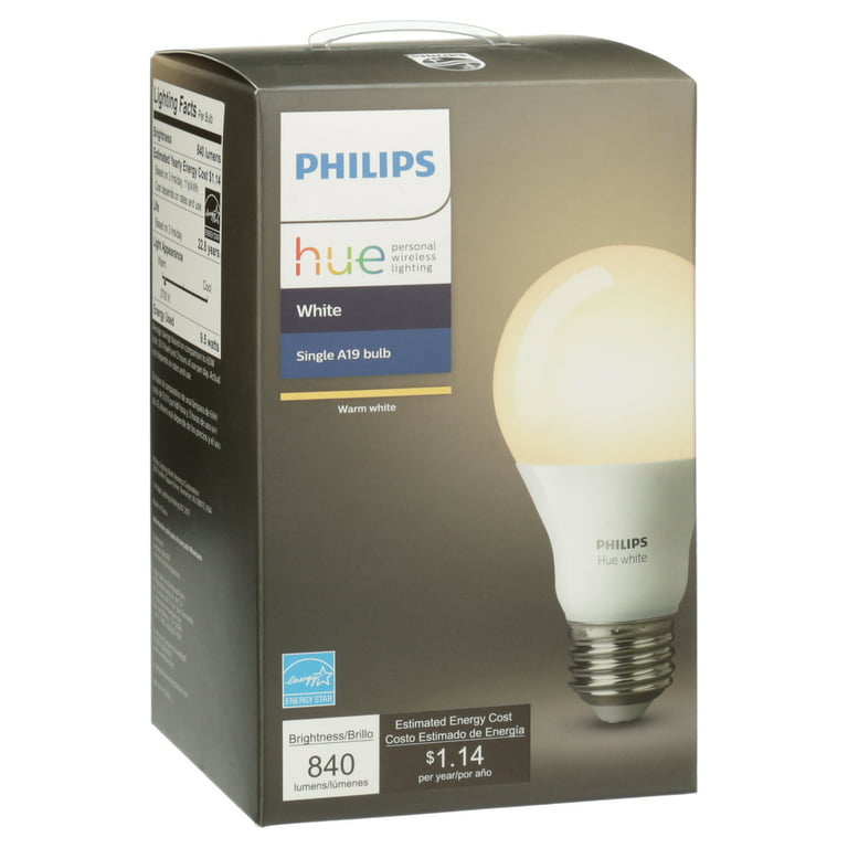 Hele tiden Hjemløs Eksklusiv Philips Hue White A19 Smart Light Bulb, 60-Watt LED, 1-Pack - Walmart.com