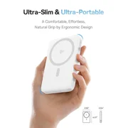 Baseus Qi2 MagSafe Power Bank, PicoGo 5000mAh Wireless Portable Charger with 360° Rotatable Ring Stand, Magnetic Power Bank for iPhone 16/15/14,White
