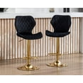 thumbnail image 3 of EALSON Velvet Bar Stools Set of 4 Counter Height Barstools with Back Swivel Bar Chairs with Gold Base Modern Adjustable Kitchen Island Stools for Home Bar/Dining Room, Black, 3 of 8