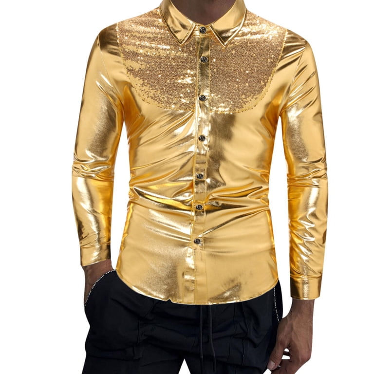 gold colour dress for man R14 Gold color Sequin men T-shirt dj male stage dress coat catwalk per –  Atsap Store