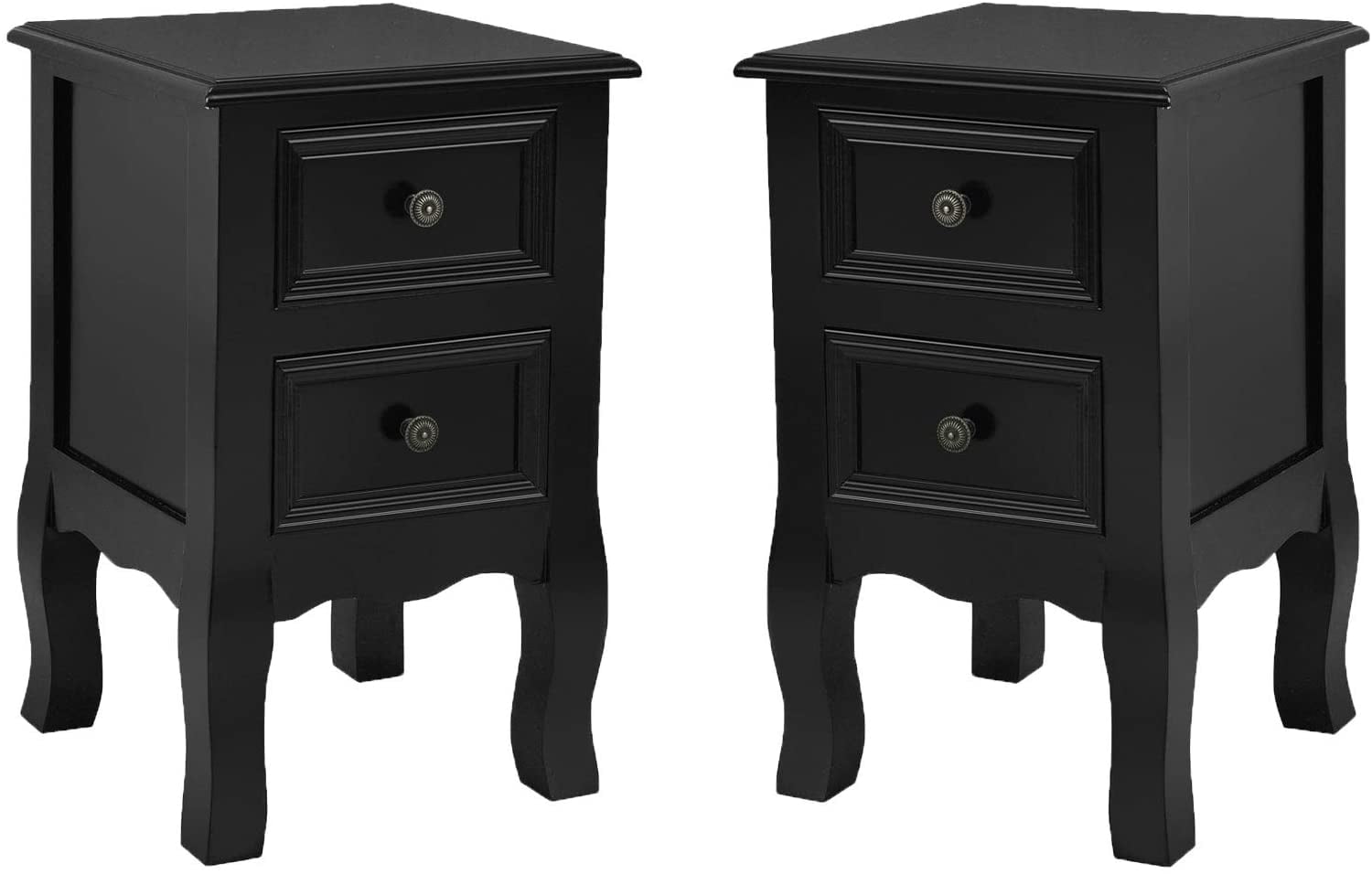 Giantex 2-Drawer Nightstand, Wooden Accent Bedside Table, Perfect Home ...