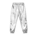 thumbnail image 3 of Aislor Kids Girls Shiny Metallic High Waist Active Pants Gym Workout Yoga Dance Leggings Hip Hop Trousers, 3 of 7