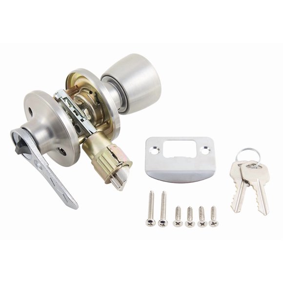 AP Entry Door Lock 013-235-SS Privacy Knob And Lever Handle Type; Fits Both Standard and Drive-In Latches; Keyed Entry Handle; Fits 2-3/8 Inch or 2-3/4 Inch Backsets; Stainless Steel Finish; Single