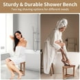 thumbnail image 6 of Shower Foot Rest 14in, Acacia Wood Shower Stool for Shaving Legs, Waterproof Corner Shower Stool with Storage Shelf for Inside Small Shower Spaces, Wood Color, 6 of 7