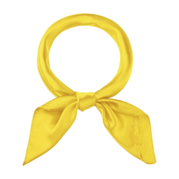 INSPIRAR CHIC Pañuelo de Cuello de Satén para Mujeres, Pañuelo de Seda Sólido, Bandanas Amarillo 90x90cm/35.4x35.4 pulgadas (LxA)
