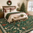 thumbnail image 3 of Lahome Christmas Area Rug 8'x10', Green Vintage Holiday Washable Rugs for Living Room, Non-Slip Soft Large Carpet with Xmas Trees & Elk Design for Bedroom Dining Room Home Office Nursery, Green, 3 of 10