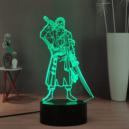 

Laysinly Roronoa Zoro 3D Night Light for Kids Japanese Anime USB Touch Remote LED Night Light 7Colors Desk Lamp Birthday Light for Child/Boys/Girls