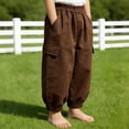 thumbnail image 2 of Bovxnpu Boys Casual Jogger Pants Solid Linen Cotton Pants Elastic Waist Breathable Pants Pants, 2 of 6