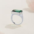 thumbnail image 3 of AFFY Solitaire Engagement Ring for Women, 10X14MM Emerald Shape Zambian Green Emerald Lab Grown Gemstone & Created Moissanite Promise Ring In 14K White Gold Over Sterling Silver, (6.15 Cttw) Size-5, 3 of 6