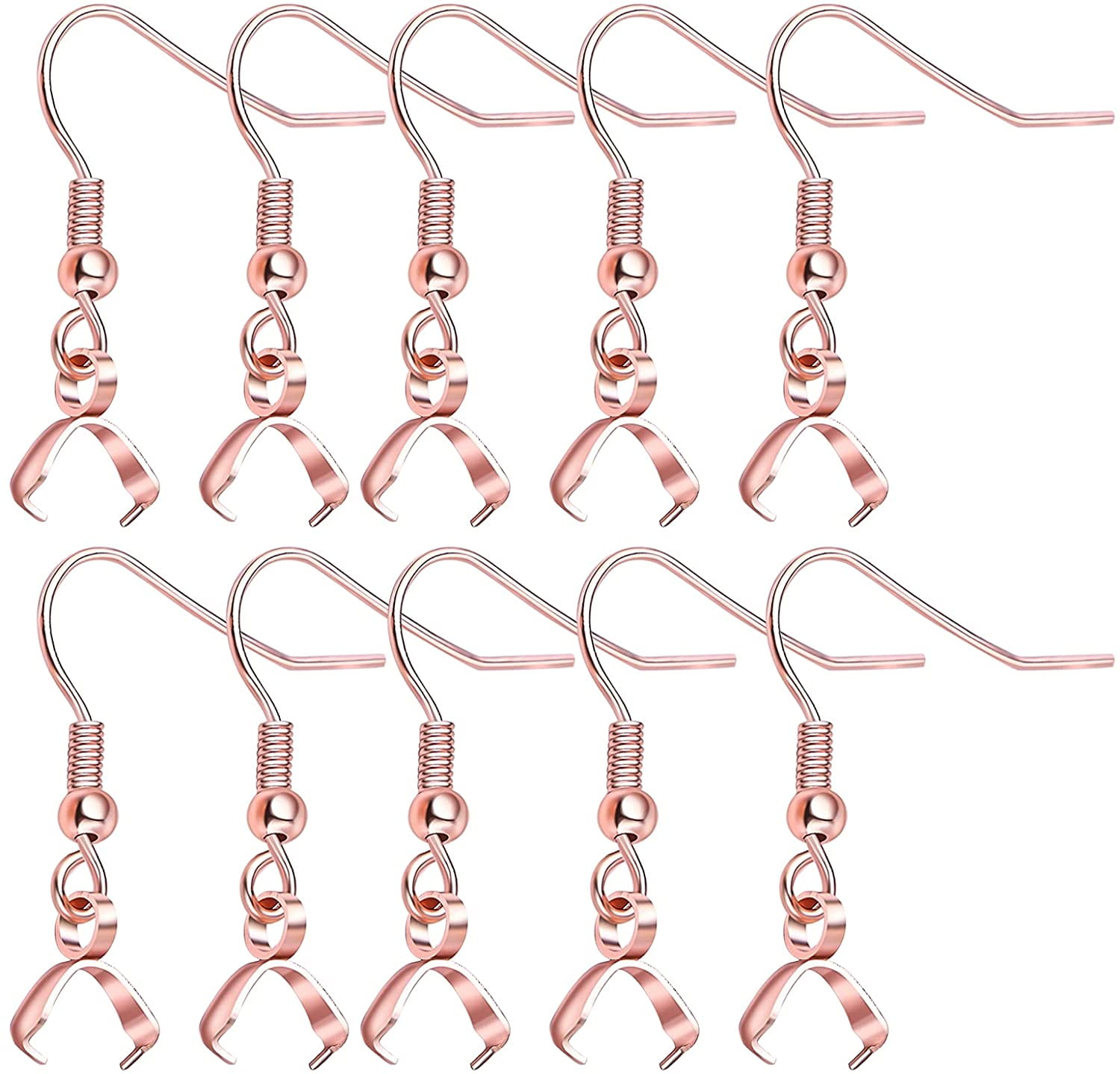 50pcs Stainless Steel Earring Hooks with Pendant Clasp Hypoallergenic Ear  Wire Buckle Fish Hooks Dangle Earrings for Women Girls DIY Jewelry Making  Findings, Rose Gold 