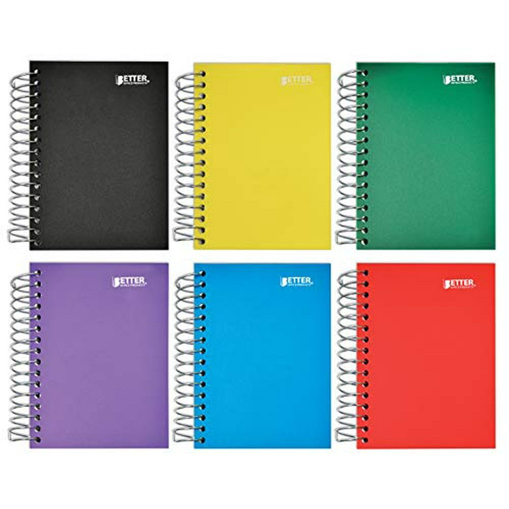 Fat Book Spiral Notebooks, 6 Pack, Small Notebooks with Poly Plastic