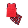 thumbnail image 3 of SUNSIOM Tenue pour Petits Garçons, Haut Sans Manches à Col Rond Imprimé, Shorts à Carreaux, 3 of 10