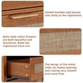 thumbnail image 3 of LELELINKY 2pc 3-Drawer Storage Nightstand, 31.5" Wide Rattan Bedside Table - Boho Tall Cabinet for Bedroom, Living Room - Brown Finish, 3 of 6