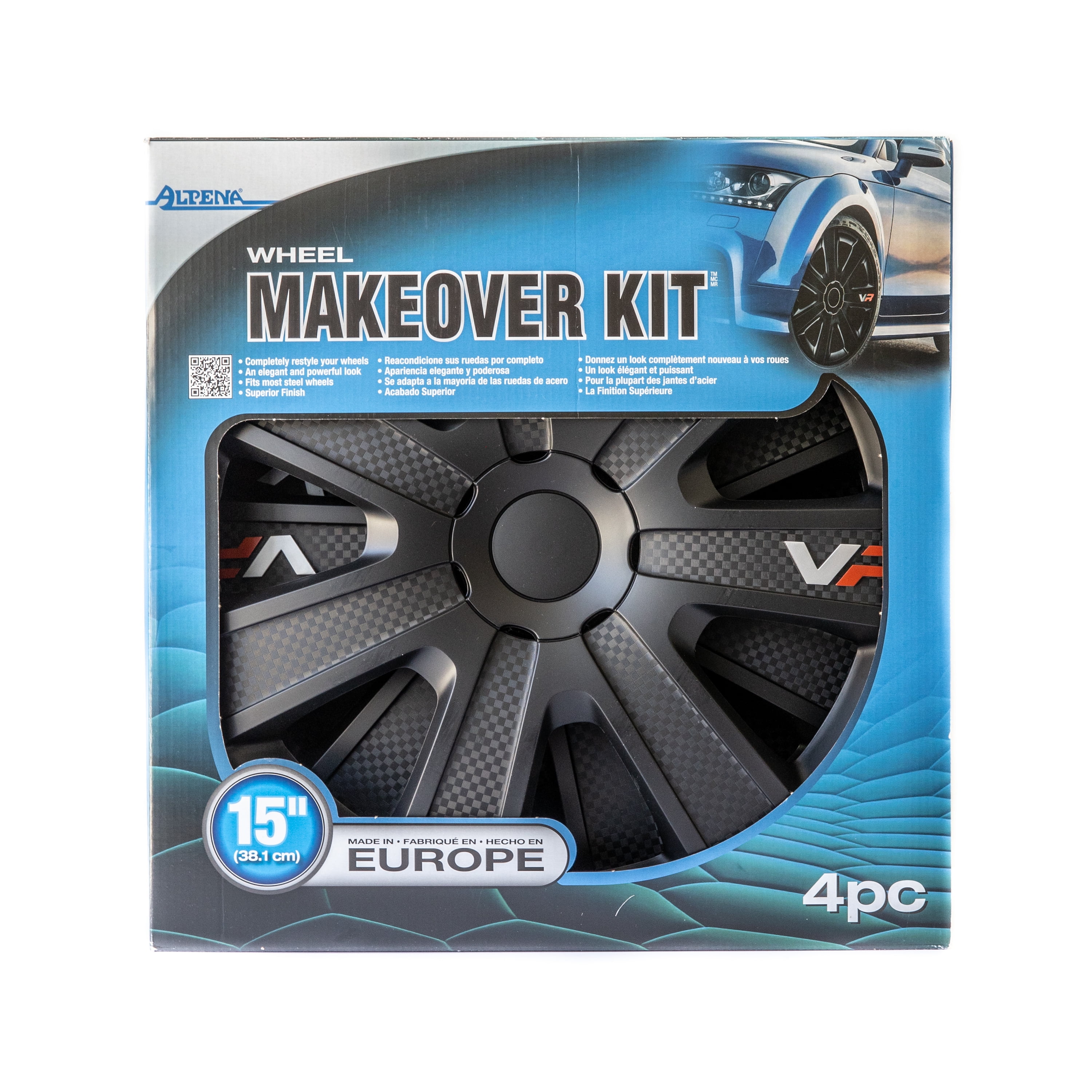 Alpena 15in VR Carbon Wheel Cover Kit Black 4 Pack, Model 58259