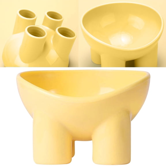 1 Pcs Elevated Cat Bowls 15° Raised Cat Food Bowl Cats Dishes Pet Food and Water Bowls for Indoor Cats and Small Dogs(Yellow)