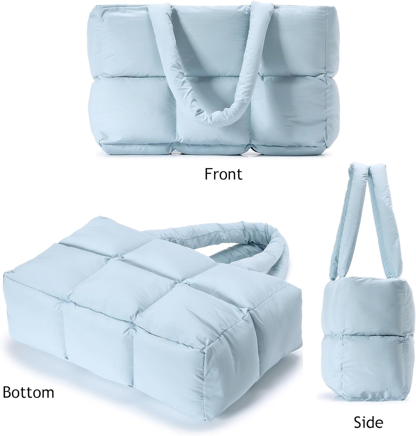 JennyShop Large Capacity Fashion Quilted Puffy Handbag, Herald Puffer Tote Bag for Women, Lightweight Satchel Purse for Working Travelling Gym Shopping