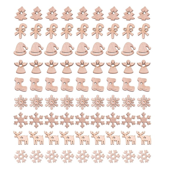 Gymnture 100pcs Wood Christmas Ornaments - DIY Craft Xmas Decoration