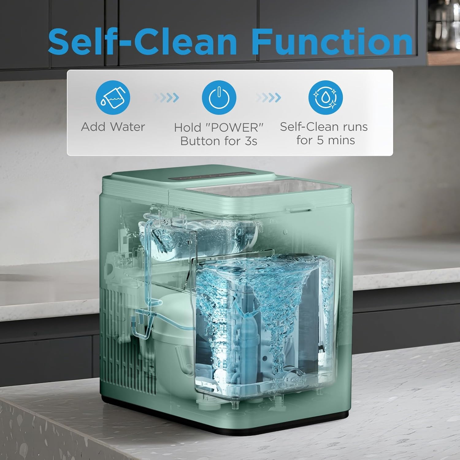 Countertop Bullet Ice Maker, 26lbs/Day Fast Production with -Cleaning for Home Office RV