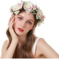 thumbnail image 2 of Corona de flores nupciales Corona floral Diadema Corona para el cabello Guirnalda para el cabello Flor Halo Tocado floral Boho con cinta Fiesta de bodas Blanco, 2 of 5