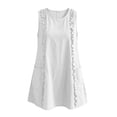 thumbnail image 5 of Dvprdro Womens Casual Summer Mini Dress Crewneck Sleeveless Ruffle Detail Side Pockets Shift A Line Dress Solid, 5 of 8