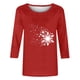 thumbnail image 3 of Camisetas de Manga Larga de las Mujeres Imprimir Navidad Cuello Redondo 3/4 Manga Suéter, Top Casual para las Vacaciones, 3 of 3