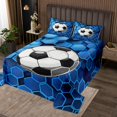 thumbnail image 2 of Erosebridal Football Coverlet Set King,Geometric Hexagon Bedding Set,Sport Decor,3-Piece, 2 of 5