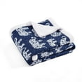 thumbnail image 3 of Lush Decor Elephant Parade Kids Animal Print Polyester Sherpa Reverse Throw, 60" x 50", Navy, Single, 3 of 11