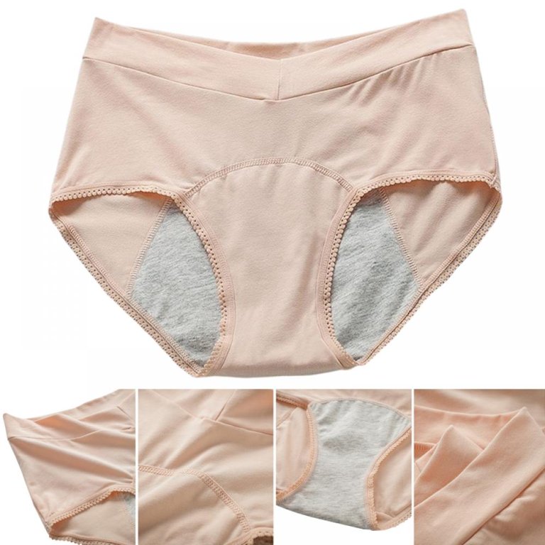 Menstrual Period Underwear for Women Mid Waist Cotton Postpartum Ladies  Panties Briefs Girls, 6PCS