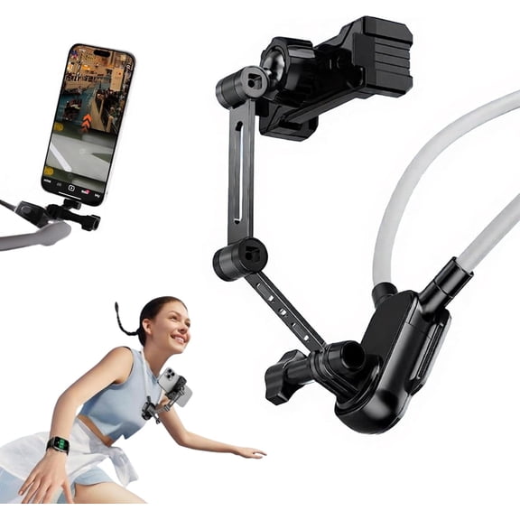 Clamp Neck Phone Holder,360° Adjustable Chest Holder for TikTok, Vlogging, Cooking, Travel & Workouts, Compatible with MagSafe iPhone & Android(1Set-A)