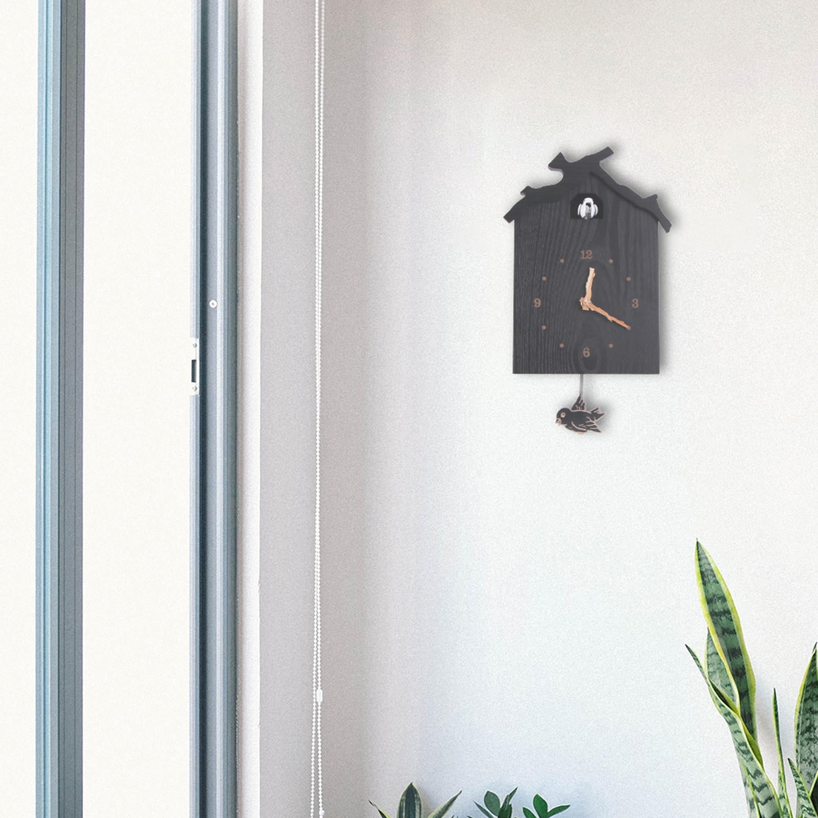 ELAYARD 1Pc Elegant Black Cuckoo House Wall Clock with Swinging Wooden Pendulum and Music