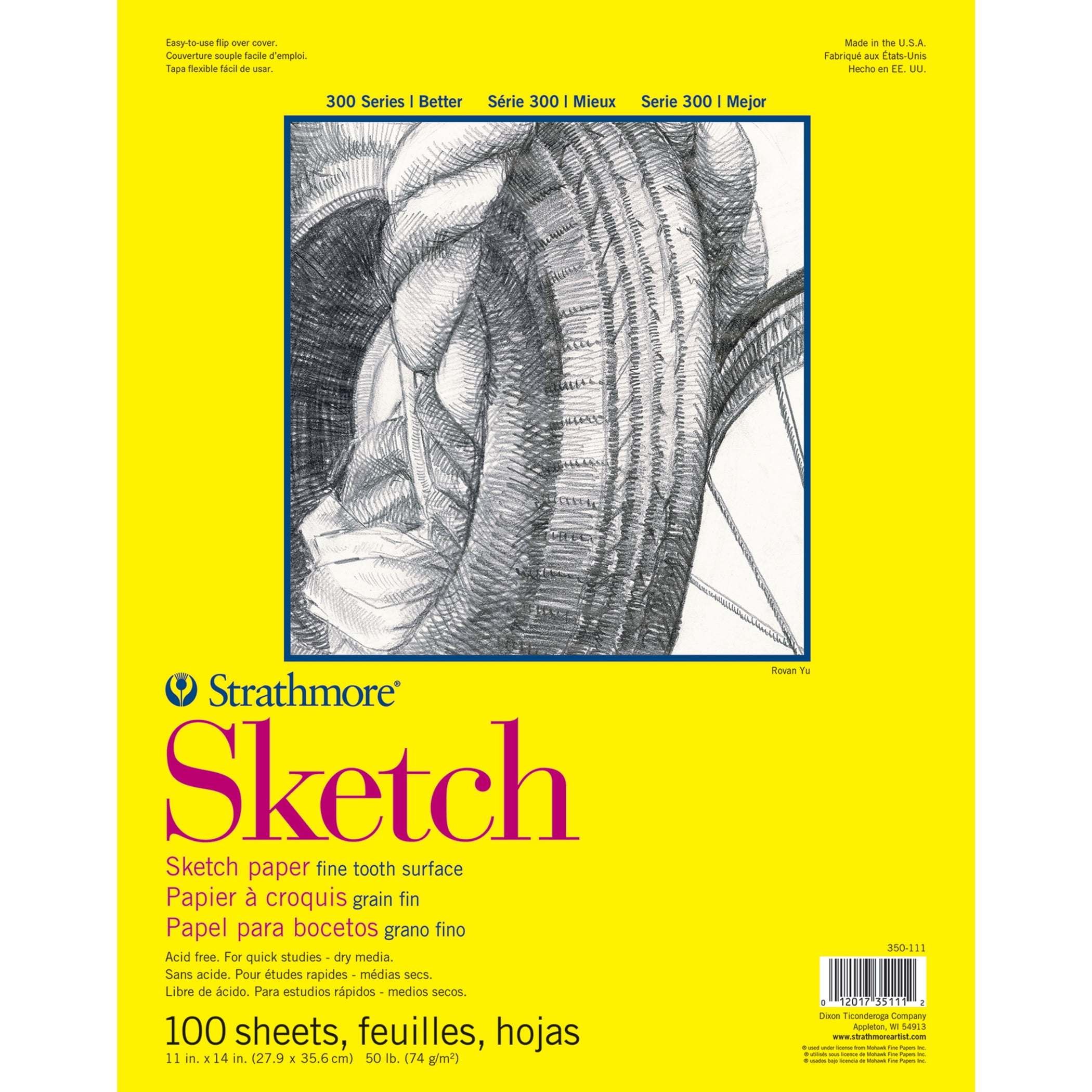 Strathmore 300 Series Sketch Pad, Glue Binding, 100 Sheets, 11x14 inch, Pack of 2