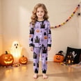 thumbnail image 5 of TOWED22 Toddler Baby Boy Girls Halloween Pajamas Set Kids Pumpkin Ghost Sleepwear 2 Pcs Pjs Cute Cartoon Print Long Sleeve Top and Pants for 1-10 Years(Light Purple,3-4 Y), 5 of 9