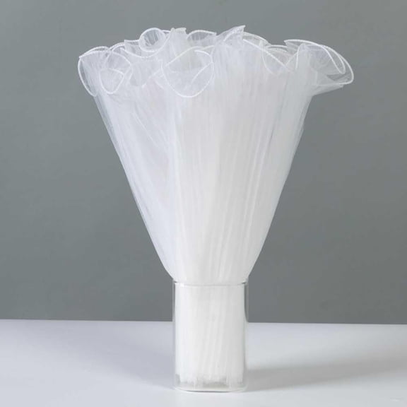 Xiao Hua 4 Yards White Flower Wrapping Mesh Paper,Bouquet Packaging Paper Wrinkled Translucent for Mother's Day Party Favor Decor, Florist Supplies Wedding Gift Packaging