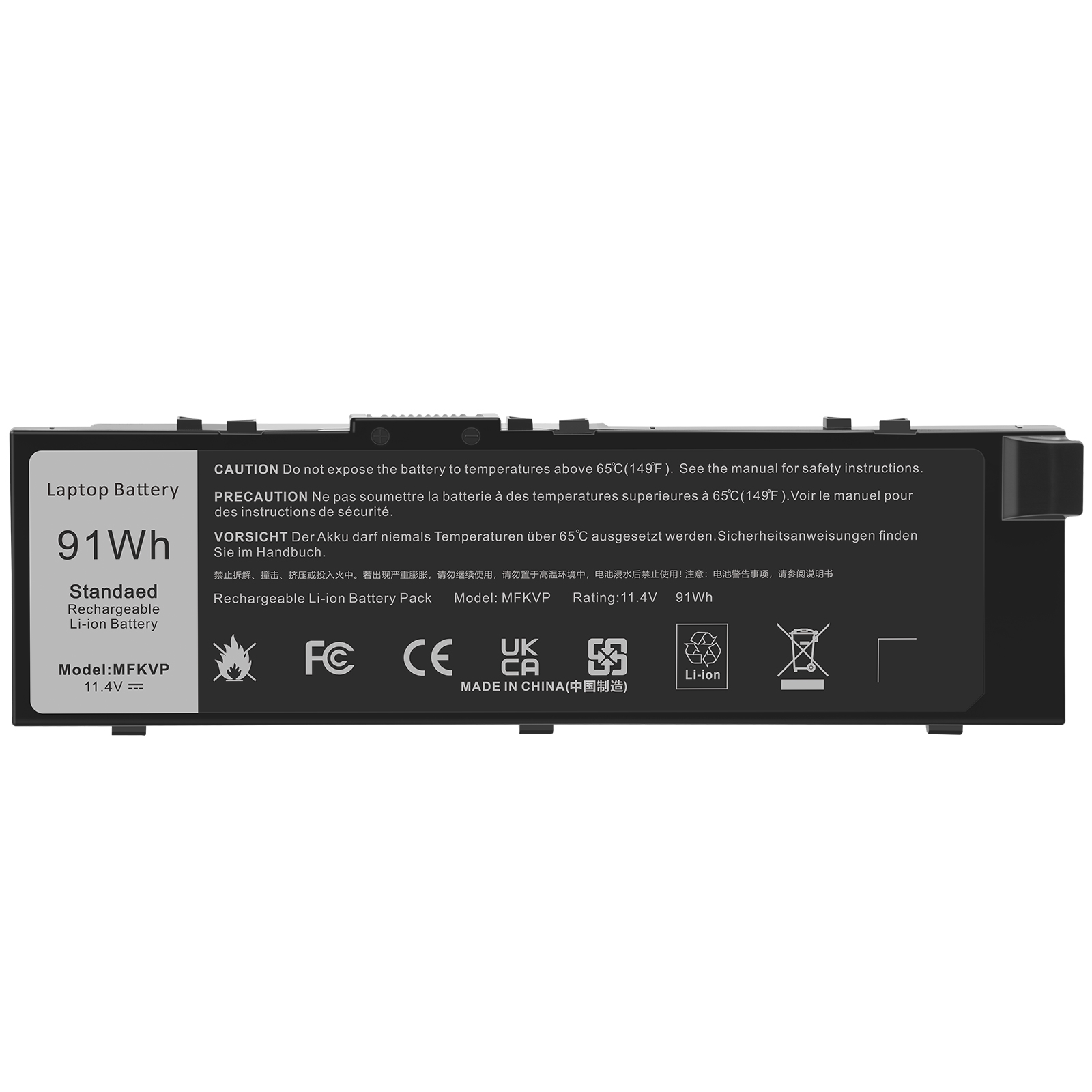 91Wh MFKVP Battery T05W1 for Dell Precision 15 7510 7520;17 7710 7720;M7510 M7710 GR5D3 M28DH 1G9VM 451-BBSB 451-BBSF - 11.4V 91Wh 3-Cell - image 1 of 11