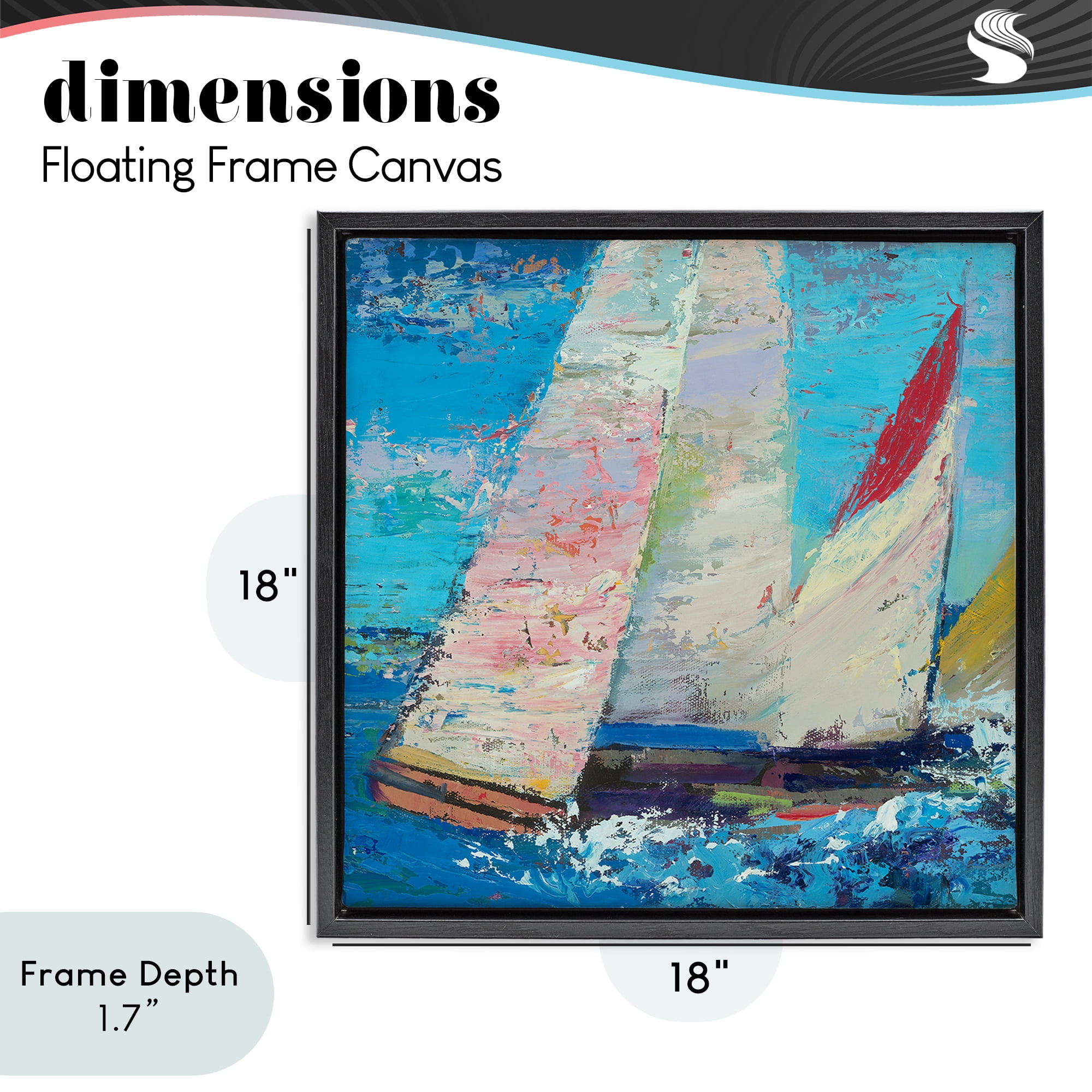 Stupell Industries Expressive Sailboats on Waves Black Framed Floater Canvas Wall Art, design by Beth A. Forst