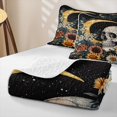 thumbnail image 4 of Homewish Retro Oil Painting Skull Halloween Quilt King for Boys Girls, Sunflower Floral Daisy Bloom King Coverlet Set, 3pcs, 4 of 7