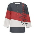 thumbnail image 4 of DeHolifer Women Tops 3/4 Sleeve V-Neck Button Color Block Cute Tunic Tops Loose Fashion Blouse Tops Dark Gray 2XL, 4 of 4